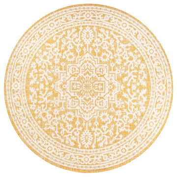 Sinjuri Medallion Textured Weave Indoor/outdoor Round Rug